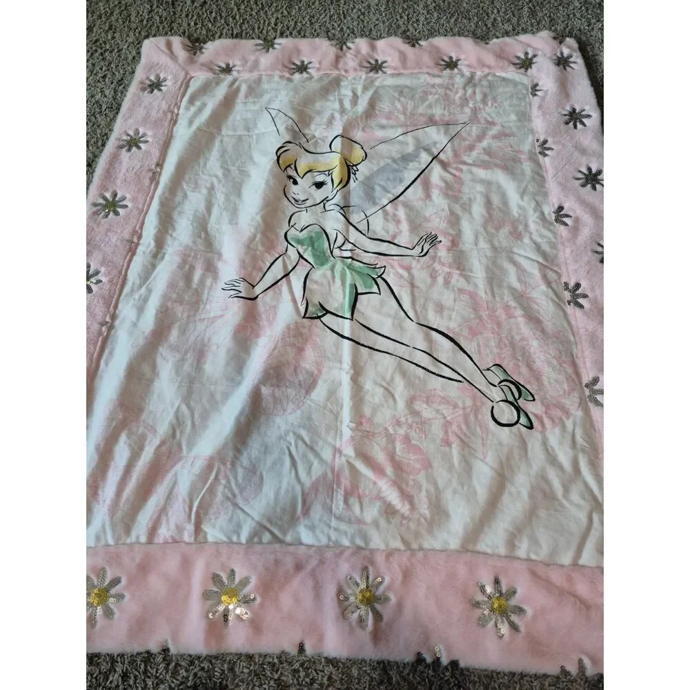 Handmad Girls Crib Quilt w/ Pink Minky & Sequin Accents fairy blanket panel cute